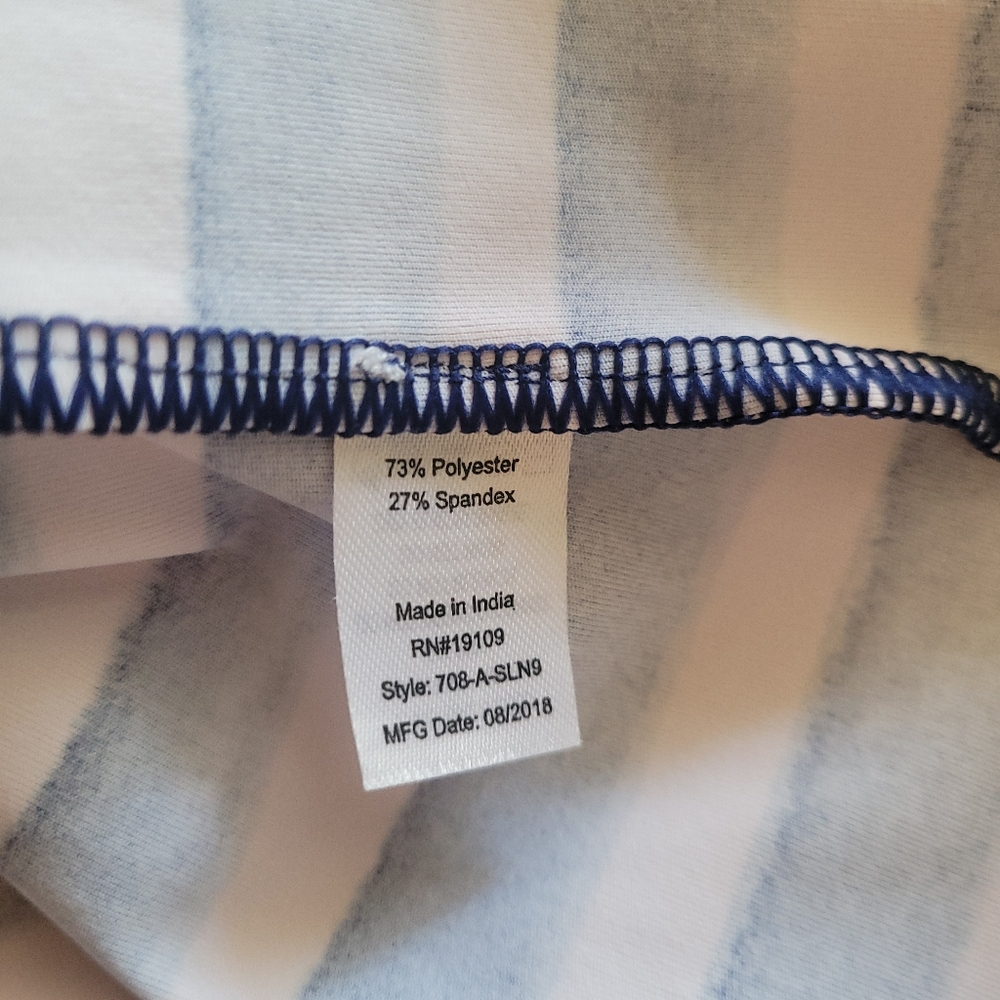 NWT Cabana Life UPF 50+ Collared 1/4 Zip Striped Dress Blue White L - Picture 9 of 9